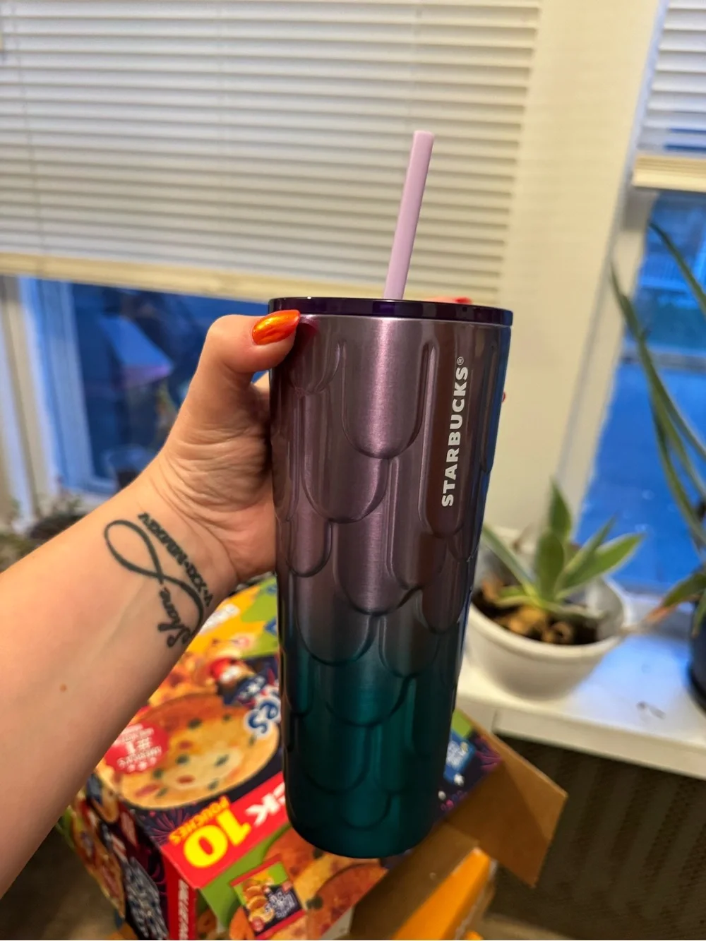 Starbucks Purple to Teal Ombre Stainless Tumbler with Pastel Straw